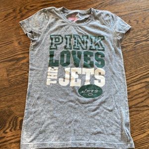 PINK VICTORIA SECRET JETS T SHIRT
